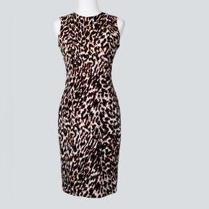 Calvin Klein Sleeveless Crew Neck Animal Print Scuba Sheath Dress Sz 8